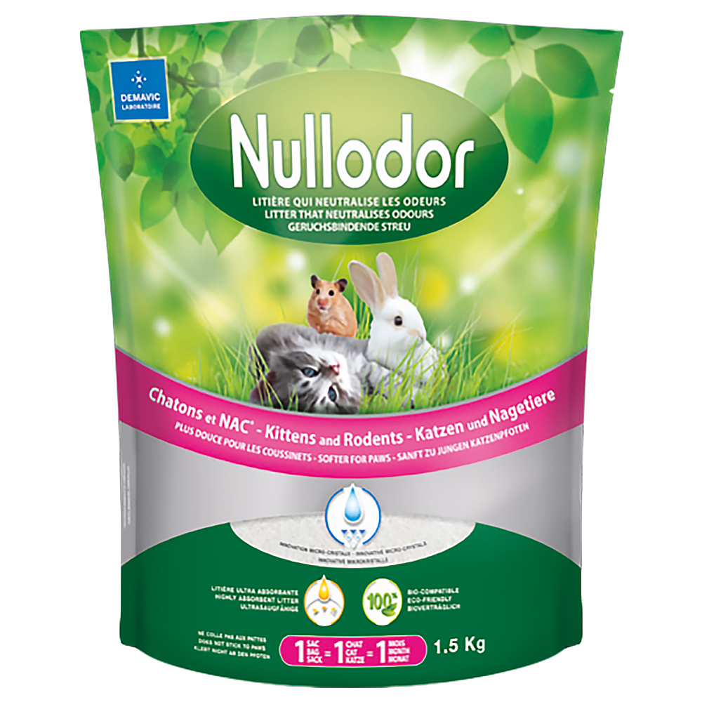 Lettiera Nullodor in silicio per gattini e piccoli animali - Set % 3 x 3 L (ca. 4,5 kg)