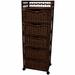 Bay Isle Home™ Cristal 5 Drawer Rolling Storage Chest Solid Wood/Wicker in Brown | 46 H x 17.25 W x 12.5 D in | Wayfair