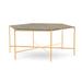 Joe Ruggiero Collection Athena Coffee Table Metal in Yellow/Brown | 18 H x 43.38 W x 43.38 D in | Wayfair JR001-58-Oak-C