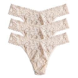 Hanky Panky Women's Signature Lace Original Rise Thongs - One Size - Chai , (Pack of 3)