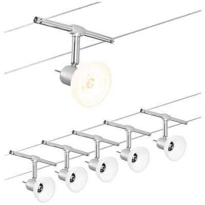 Paulmann 94136 Seilsystem Set Sheela Chrom matt mit 5 Spots ohne Leuchtmittel, max. 10W GU5,3