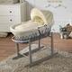FYLO Cream Dimple Grey Wicker Moses Basket with Grey Rocking Stand