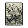 Yisumei Blanket Blankets Soft Flannel Soft Fleece Blanket Bed Throw Sea Vintage Sailing Pirate Octopus, Polyester, White, 125x200 cm
