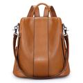 S-ZONE Women Soft Leather Backpack Anti-theft Purse Ladies Waterproof Rucksack School Bag