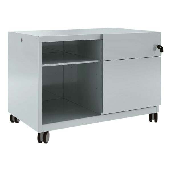 Bisley Stahl-Rollcontainer »Note Caddy« mit Hängeregistraturschub und offene Fächer rec silber, 80x56.3x49 cm Image