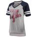 Women's G-III 4Her by Carl Banks Gray/Navy Boston Red Sox Goal Line Raglan V-Neck T-Shirt