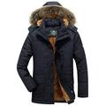 YYZYY New Mens Faux Fur Hood Parka Padded Winter Hooded Coat Jacket Full Zip Long Sleeve Warm Black Navy Khaki Green UK XXS-4XL (UK - XX-Large, Black)