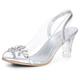 Allegra K Women's Flower Rhinestone Clear Slingback Peep Toe Heels Sandal Silver 4.5 UK/Label Size 6.5 US