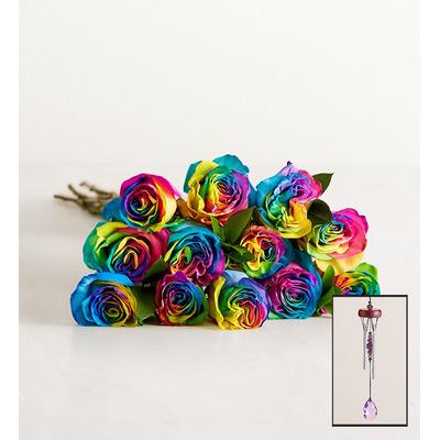 1-800-Flowers Flower Delivery Rainbow Roses 12 Stems W/ Windchime | Same Day Delivery Available