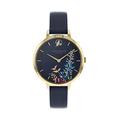 Sara Miller The Wisteria Collection Gold Plated Navy Leather Strap Watch SA2044