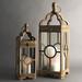 2 Piece Tall Glass & Wood Lantern Set Wood/Glass in Brown Laurel Foundry Modern Farmhouse® | 28 H x 9.5 W x 9.5 D in | Wayfair