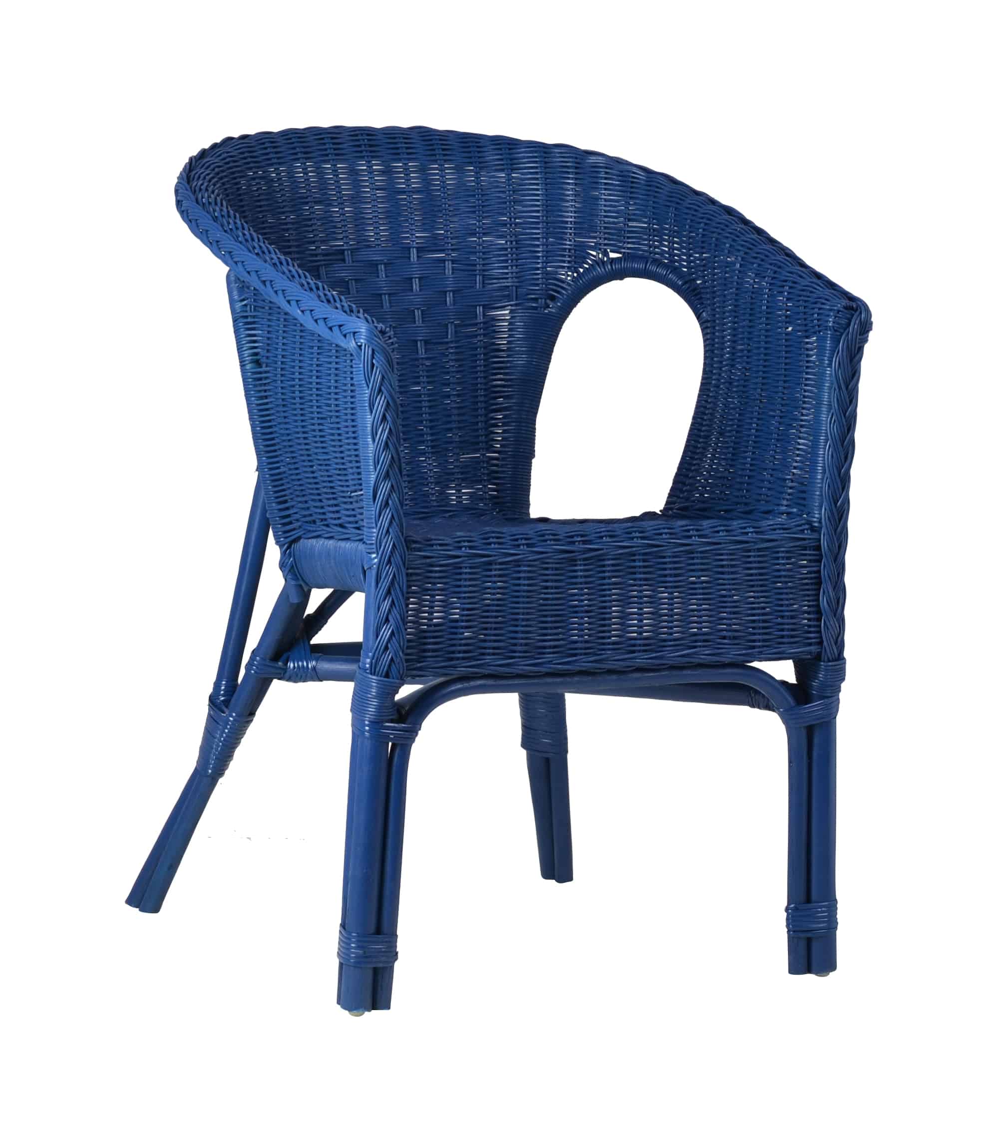 MiaMöbel Rattanstuhl 'Mina' blau Rattan Landhaus