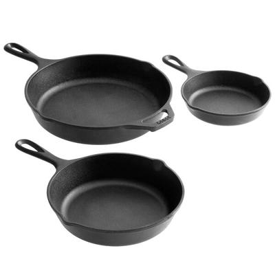 Lodge 3-Piece Pre-Seasoned Cast Iron Skillet Set - Includes 6 1/2", 8", and 10 1/4" Skillets