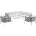 Harmony 8 Piece Outdoor Patio Aluminum Sectional Sofa Set EEI-2619-WHI-WHI-SET