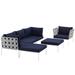 Harmony 6 Piece Outdoor Patio Aluminum Sectional Sofa Set EEI-2626-WHI-NAV-SET