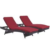 Convene Chaise Outdoor Patio Set of 2 EEI-2428-EXP-RED-SET