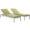 Shore 3 Piece Outdoor Patio Aluminum Chaise with Cushions EEI-2736-SLV-PER-SET