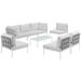 Harmony 8 Piece Outdoor Patio Aluminum Sectional Sofa Set EEI-2625-WHI-WHI-SET