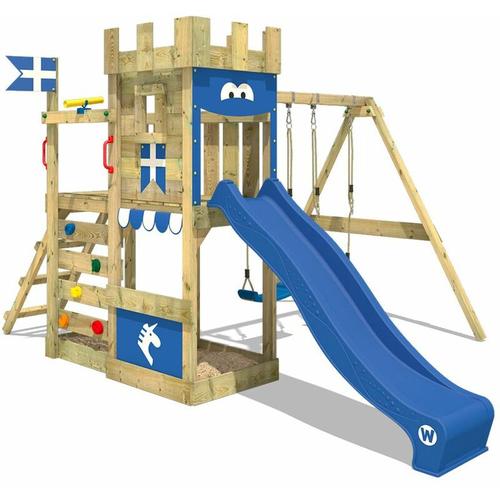 Spielturm Ritterburg RoyalFlyer mit Schaukel & blauer Rutsche, Spielhaus mit Sandkasten,