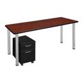 "Kee 60"" Single Mobile Pedestal Desk in Cherry/ Chrome - Regency MTSPM6024CHBPCM"