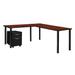 "Kee 72"" Single Pedestal L-Desk w/ 42"" Return, Cherry/Black - Regency MLSPM722442CHBPBK"