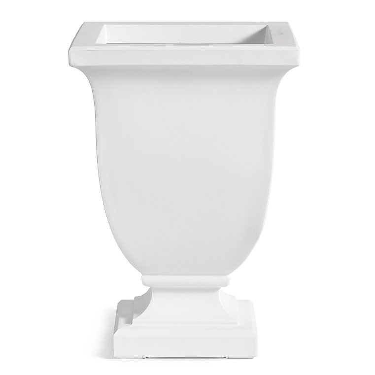 Augusta Easy-Care Pedestal Planter - White, 26"H/White - Grandin Road