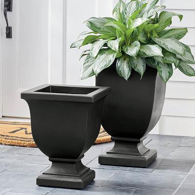 Augusta Easy-Care Pedestal Planter Pots - Black, 2...
