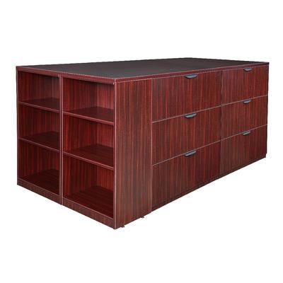 Legacy Stand Up 2 Lateral File/ Storage Cabinet/ Desk Quad w/ Bookcase End in Mahogany - Regency LS2LFSCSD8546MH