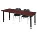 "Kee 60"" x 30"" Height Adjustable Classroom Table in Mahogany & 2 Andy 12-in Stack Chairs in Black - Regency MT6030MHAPBK45BK"