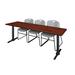 "Cain 84"" x 24"" Training Table in Cherry & 3 Zeng Stack Chairs in Grey - Regency MTRCT8424CH44GY"