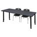 "Kee 66"" x 24"" Height Adjustable Mobile Classroom Table in Grey & 2 Andy 12-in Stack Chairs in Black - Regency MT6624GYAPCBK45BK"