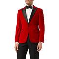 Mens Velvet Tuxedo Dinner Jacket Retro Smoking Coat Formal Tailored Fit Blazer[BLZ-Dinner-JES-RED,Red Velvet,Chest UK 40 EU 50]
