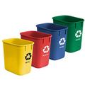 Acrimet Wastebasket Bin for Recycling, 3.25 Gallon/13 Quart/12 Liter (Made of Plastic) (Metal/Yellow, Paper/Blue, Glass/Green, Plastic/Red) (Set of 4)