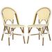 Salcha Indoor-Outdoor French Bistro Stacking Side Chair in Yellow/White/Light Brown (Set of 2) - Safavieh FOX5210D-SET2