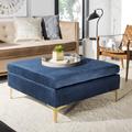 Giovanna Square Ottoman in Navy/Brass - Safavieh BCH6301A