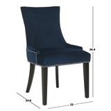 Lester 19''H Dining Chair - Silver Nail Heads in Navy/Espresso (Set of 2) - Safavieh MCR4709L-SET2