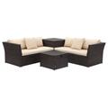 Welch Outdoor Living Sectional Set w/ Storage in Brown/Beige - Safavieh PAT2513A