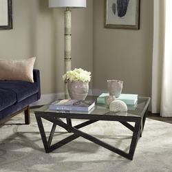 Ralston Mid Century Glass Top Coffee Table in Dark Grey - Safavieh FOX4242A