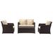 Parry 4 Pc Outdoor Living Set in Brown/Beige - Safavieh PAT2514A