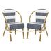 Sarita Striped French Bistro Stacking Side Chair in Navy/White (Set of 2) - Safavieh PAT4009A-SET2