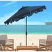 UV Resistant Zimmerman 9 Ft Crank Market Push Button Tilt Umbrella w/ Flap in Navy - Safavieh PAT8000L