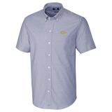 Men's Cutter & Buck Light Blue Georgia Tech Yellow Jackets Stretch Oxford Button-Down Short Sleeve Shirt
