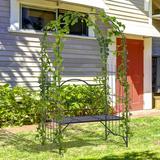 Outsunny 45.25" W x 23.25" D Metal Arbor w/ Bench Metal in Black | 80 H x 45.25 W x 23.25 D in | Wayfair 84B-247