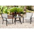 Charlton Home® Wrenn 3-Piece Commercial-Grade Patio Seating Set w/ 2 Sling Lounge Chairs & a 22" Square Slat-Top Side Table Metal in Gray | Wayfair