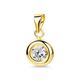 Orovi Gold pendant for women - Cubic zirconia solitaire Gemstone - Solid 9k/375 Yellow Gold - Hypoallergenic