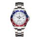 Reginald Mens Analogue Quartz Battery Movement Homage Watch Silver Blue and Red with Date Display