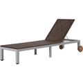 Chaise longue avec roues Résine tressée Marron