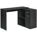 HOMCOM L-Shaped Desk Computer Corner Desk, Adjustable Dining Table with Storage Shelf and Drawer, Workstation for Home Office, Black