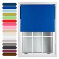 FURNISHED Roller Blinds Thermal Blackout Roller Blind - Trimmable Insulated UV Protection Child Safe Easy Fit Home Office Window Blinds, Blue, 150cm x 210cm
