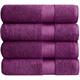Bumble Luxury Thick Bath Towel / 30” x 60” Premium Bath Sheet/Ultra Soft, Highly Absorbent 800 GSM Heavy Weight Combed Cottonn (Violet, 4 PK Bumble Bath Towel)